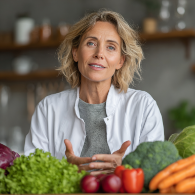 Літня жінка готує овочевий салат на кухні